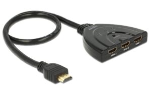 Delock 3 Port HDMI Switch, Bidirektional Manuel, 3840x2160@30Hz, passiv