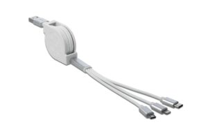 996205 - Mediatech Delock USB2.0-Ladekabel Aufrollkabel, weiss, 0.82m für USB-MicroB, Typ-C, Apple Lightning kaufen | Mediatech.ch