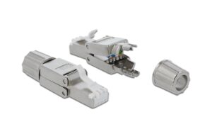 Delock RJ45 Stecker, Cat.6, verschraubbar geschirmt, Werkzeugfrei, Massiv und Litzen