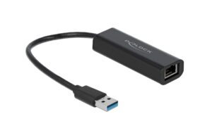 Delock USB3.1 Typ-A zu LAN Adapter 0,1/1/2.5Gbps, schwarz, Kompakt