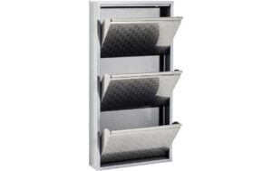 1016473_3 - Mediatech Kare Schuhschrank Caruso 3er, Silber geflex 103 x 50 x 14 cm, Stahlblech, 6 Paar Schuhe