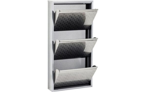 1016473_3 - Mediatech Kare Schuhschrank Caruso 3er, Silber geflex 103 x 50 x 14 cm, Stahlblech, 6 Paar Schuhe