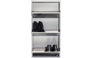 1016473_6 - Mediatech Kare Schuhschrank Caruso 3er, Silber geflex 103 x 50 x 14 cm, Stahlblech, 6 Paar Schuhe