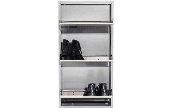 1016473_6 - Mediatech Kare Schuhschrank Caruso 3er, Silber geflex 103 x 50 x 14 cm, Stahlblech, 6 Paar Schuhe