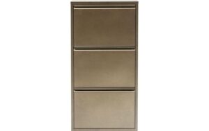 Kare Schuhschrank Caruso 3er, Bronze geflex 103 x 50 x 14 cm, Stahlblech, 6 Paar Schuhe