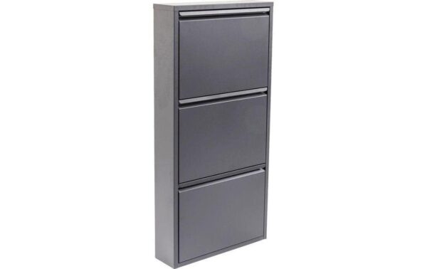 Kare Schuhschrank Caruso 3er, Anthrazit 103 x 50 x 14 cm, Stahlblech, 6 Paar Schuhe