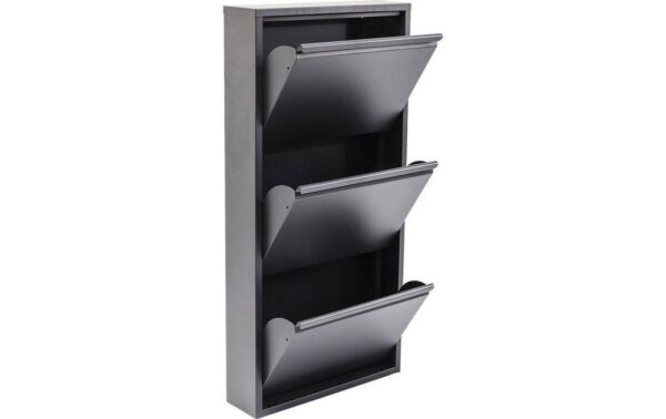 Kare Schuhschrank Caruso 3er, Anthrazit 103 x 50 x 14 cm, Stahlblech, 6 Paar Schuhe