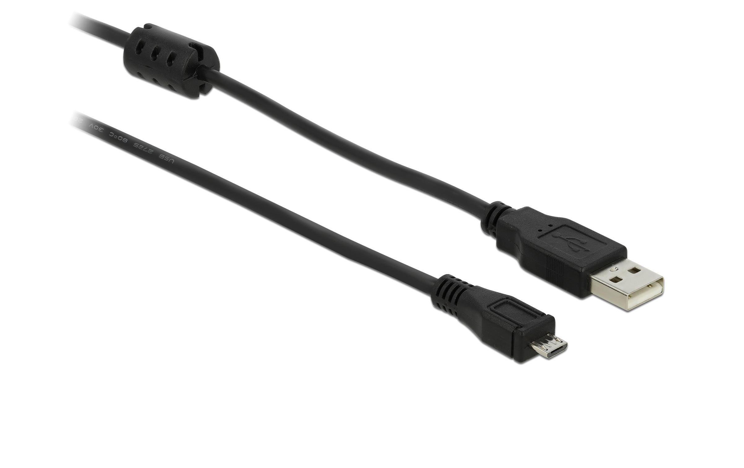 1018157 - Mediatech Delock USB2.0-Kabel A-MiniB: 2m, schwarz USB-A Stecker zu USB-B mini 5pin Stecker kaufen Schweiz | Mediatech.ch
