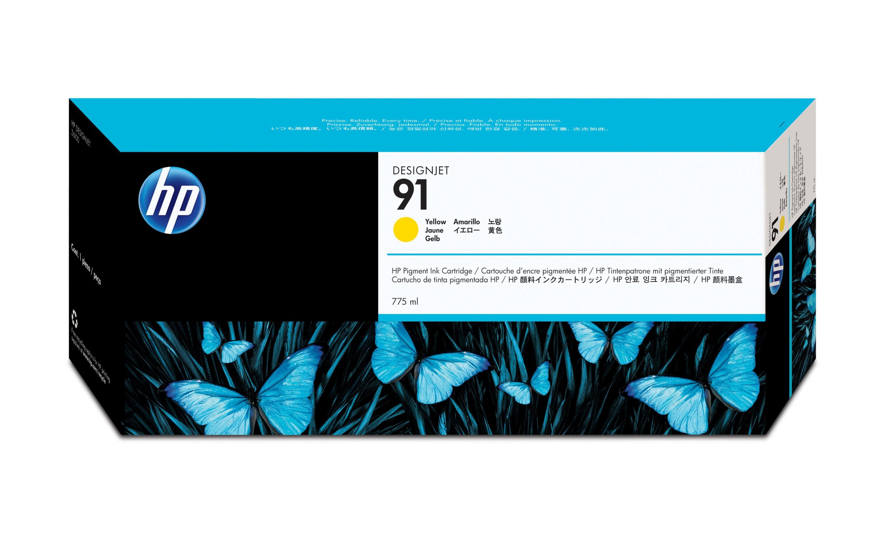 102037 - Mediatech HP Inc. HP Tinte Nr. 91 - Yellow (C9469A) 775ml, DesignJet Z6100 kaufen | Mediatech.ch