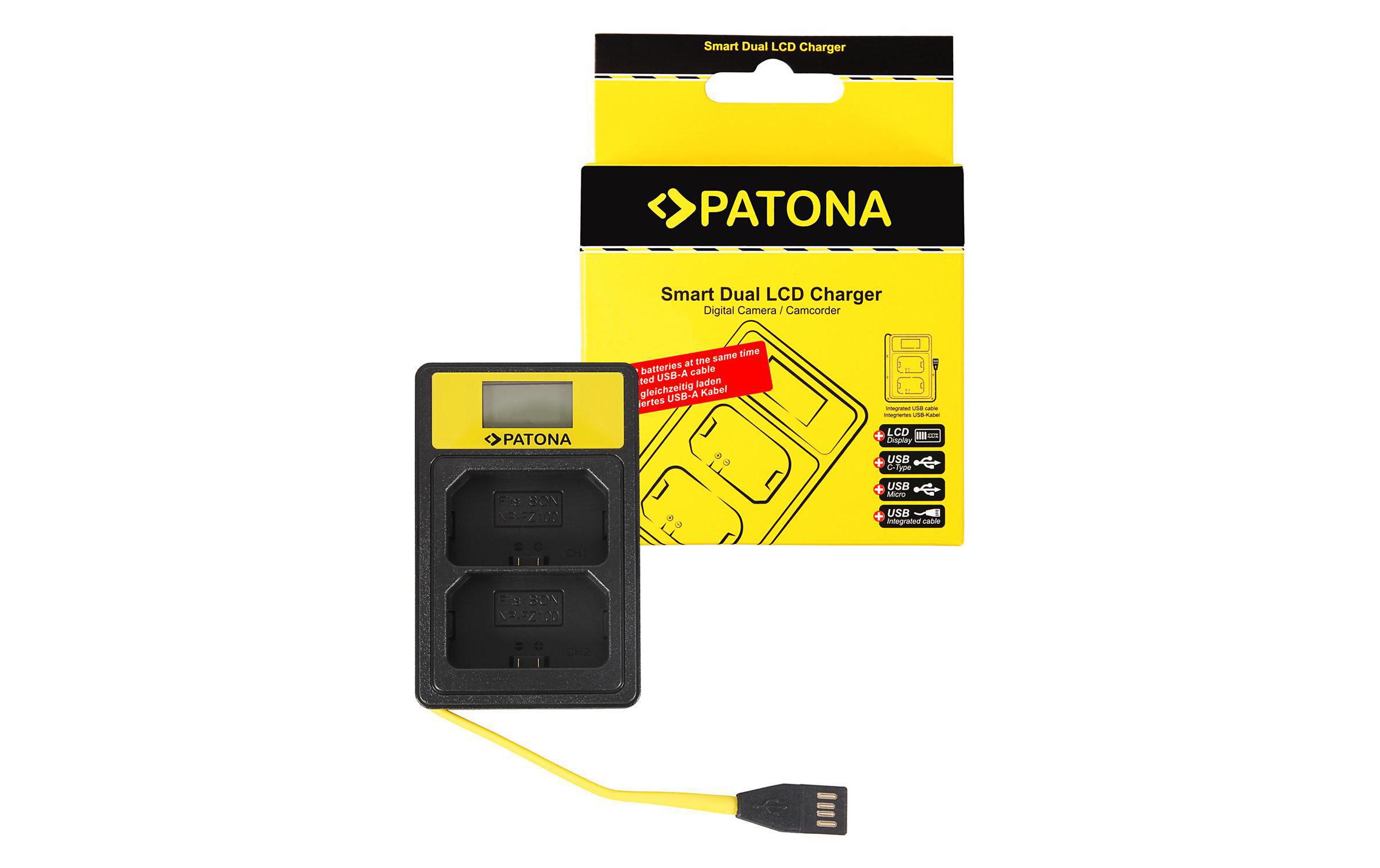 PATONA Smart Dual LCD USB Ladegerät A7RM3 Für Sony NP-FZ100