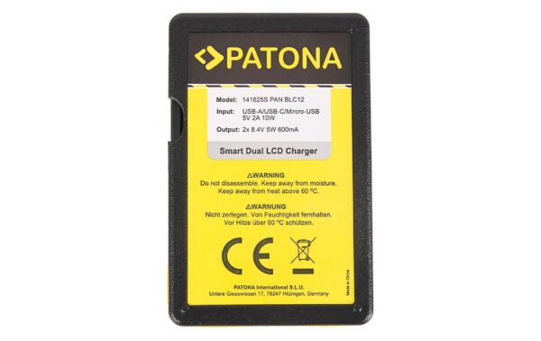 PATONA Smart Dual LCD USB Ladegerät Für Panasonic DMW-BLC12PP