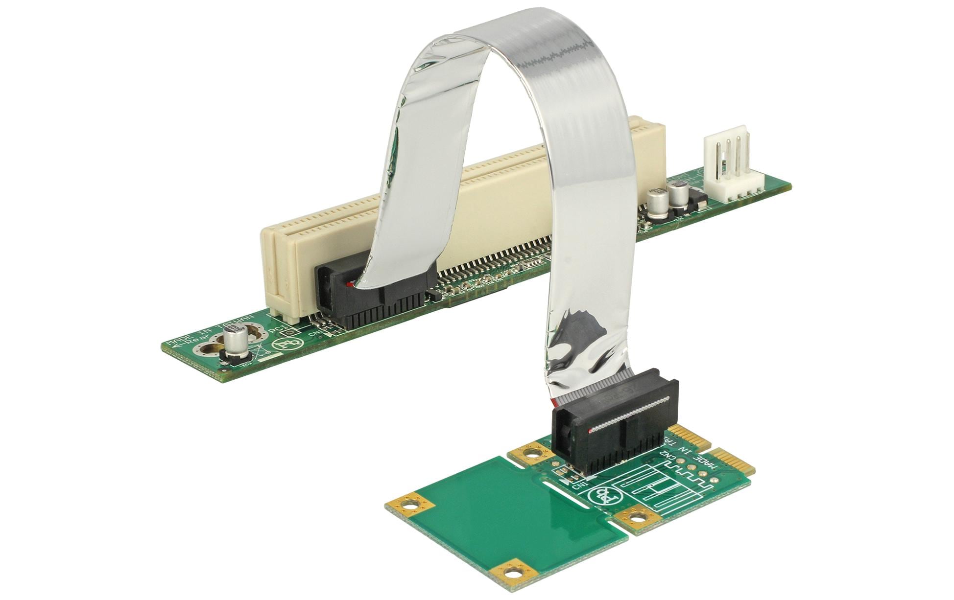 Delock Mini PCI-Express Riserkarteadapter Mini-PCIex1 zu PCI, 13cm, links gerichtet
