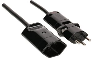 Max Hauri Verlängerungskabel 3m geschirmt Clip-Clap-Stecker, schwarz, gegen EL-Smog