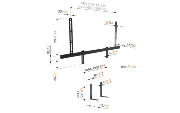 Vogels Universal Soundbar Halterung Sound 3550 schwarz