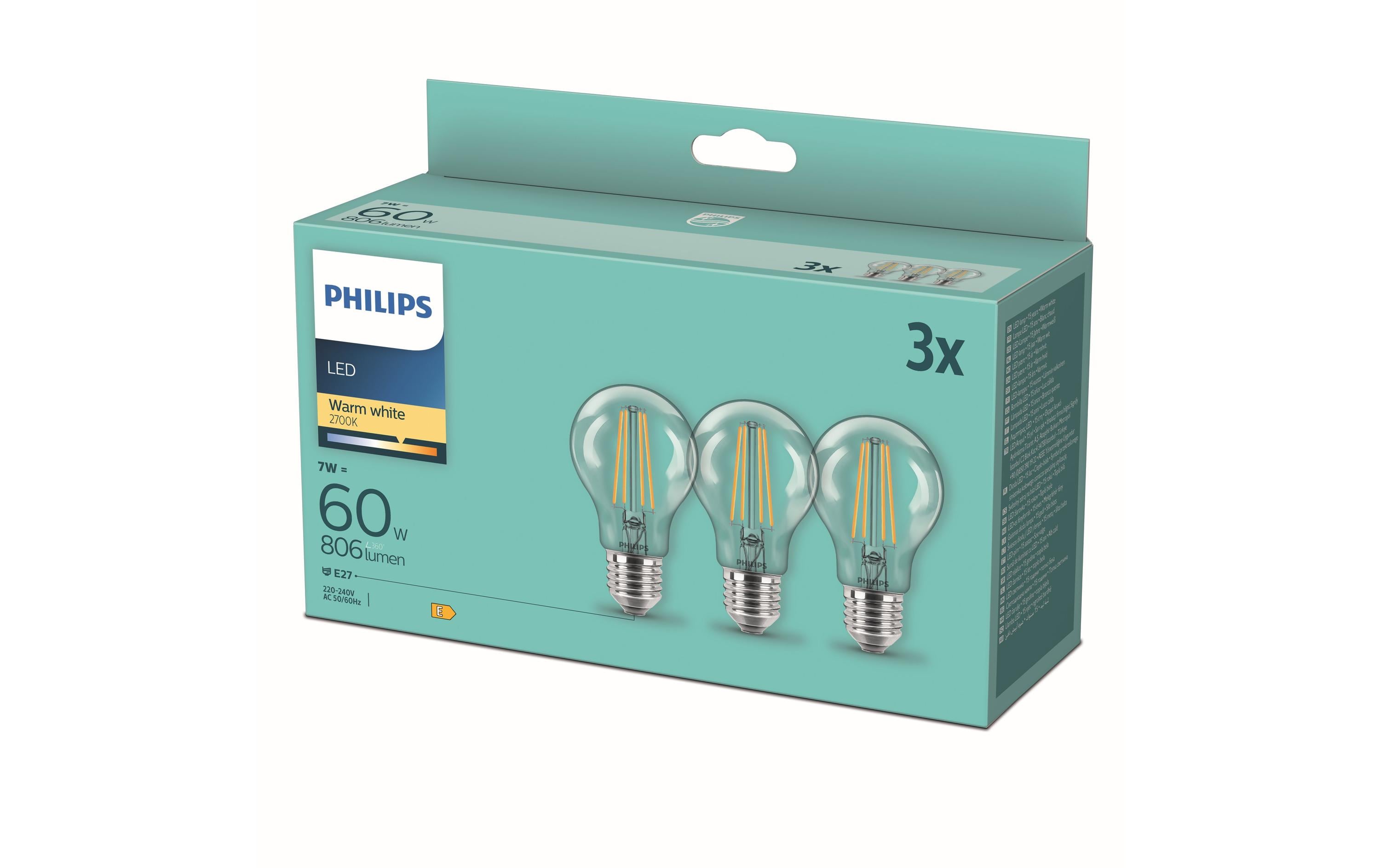 1086907_1 - Mediatech Philips LED Lampe 7W (60W) E27, A60, 806lm, 2700K, klar