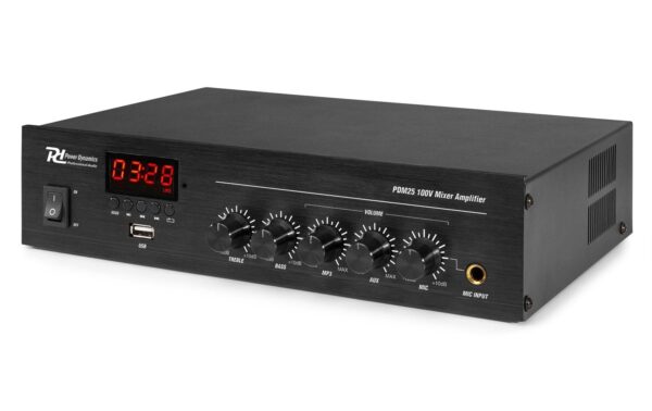 Power Dynamics PDM25 100V Powermixer USB, MP3, BT, 25W