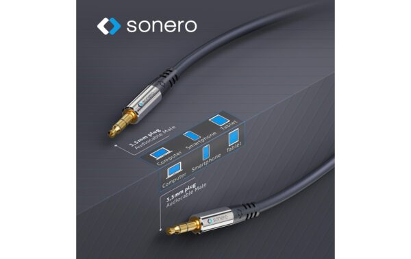 Sonero 3.5mm Audio Klinken-Kabel 10.00m, Stecker <-> Stecker, 3-Pol
