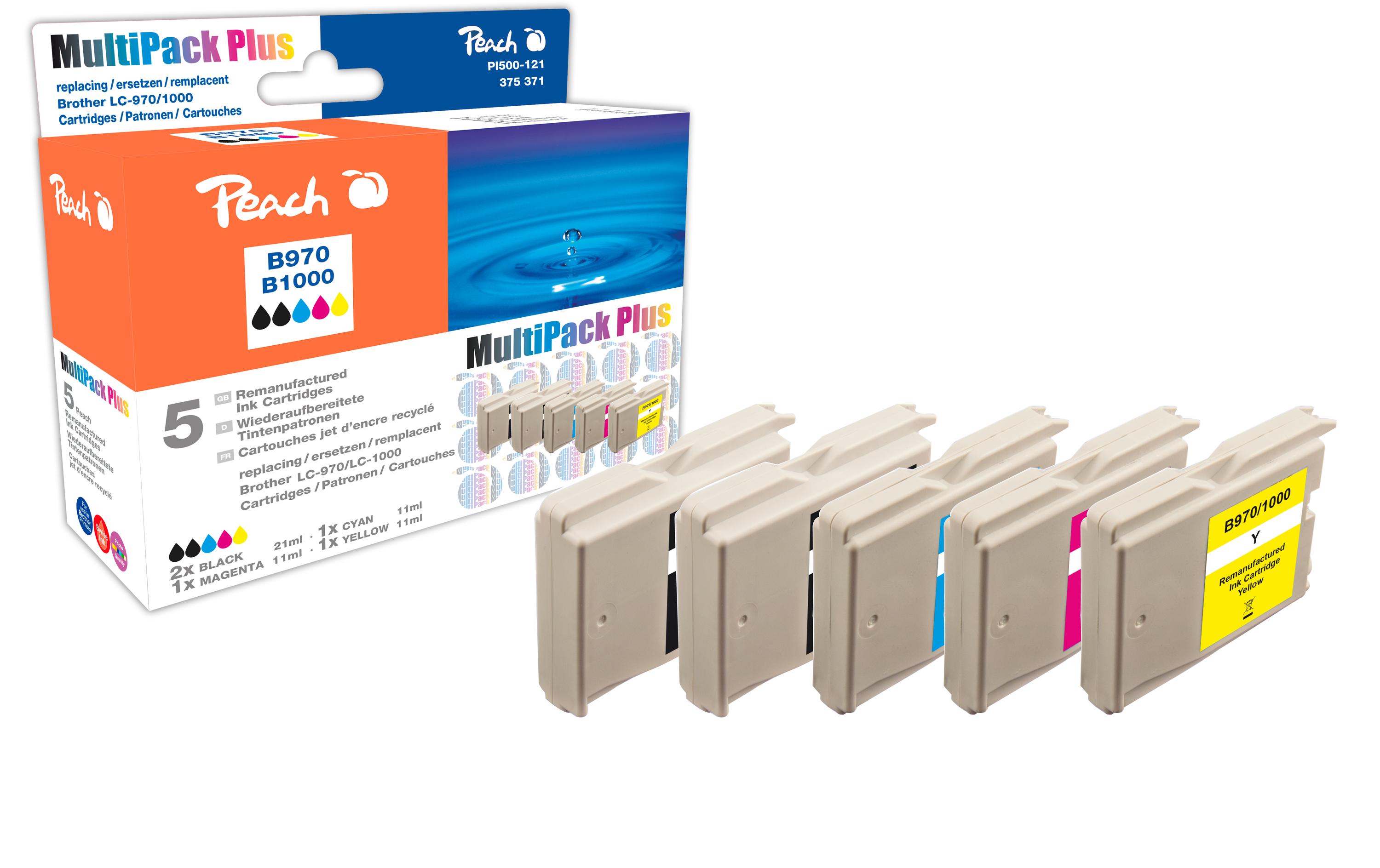 1096816 - Mediatech Peach Tinte Brother LC-970/1000 MultiPack+ 2x21, 3x11ml 2xbk, c, m, y kaufen Schweiz | Mediatech.ch