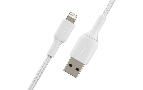 1099482_3 - Mediatech Belkin BoostCharge USB-A-Lightning 15cm ummantelt, weiss