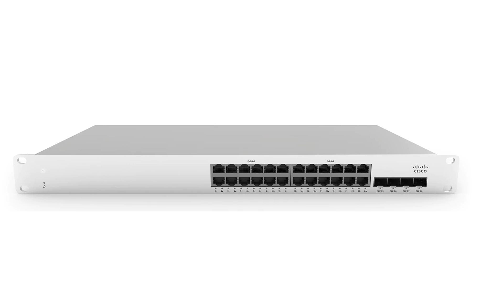 1101139 - Mediatech Meraki MS210-24P: 24 Port Cloud Managed SW 24xGE, 370W PoE ,4x Gigabit SFP, 2x PWR, L2