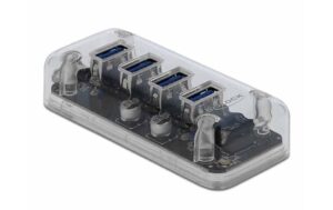 1101552 - Mediatech Delock USB 3.0 Hub 64087 4 Ports transparent, 4 USB Typ-A, Plug & Play