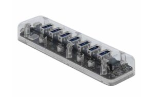 Delock USB 3.0 Hub 64088 7 Ports transparent, 7 USB Typ-A, Plug & Play