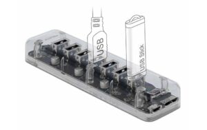 Delock USB 3.0 Hub 64088 7 Ports transparent, 7 USB Typ-A, Plug & Play