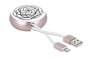 Delock USB2.0 Aufrollkabel, 90CM, A-Lightning mit Autorollfunktion, weiss / rosé kaufen | Mediatech.ch