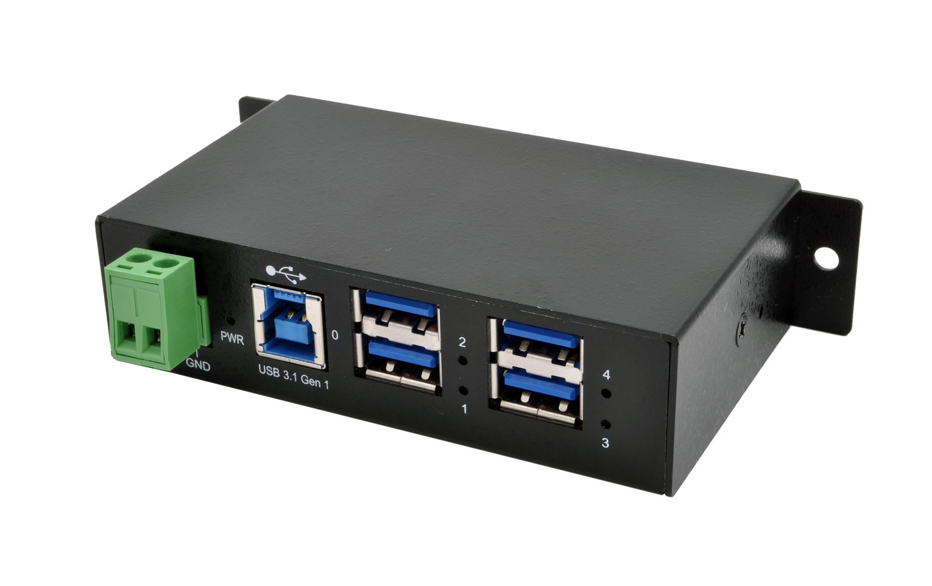 1102941 - Mediatech EXSYS EX-1504HMS, Managed 4x USB 3.0 HUB Metall, mit 15KV EDS, Din-Rail kaufen Schweiz | Mediatech.ch