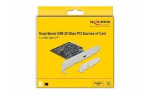 Delock 89036 PCI Express 1x USB-C 3.2 LP 1x USB-C 3.2 20Gbs, 1x PCI Express x4 V3.0
