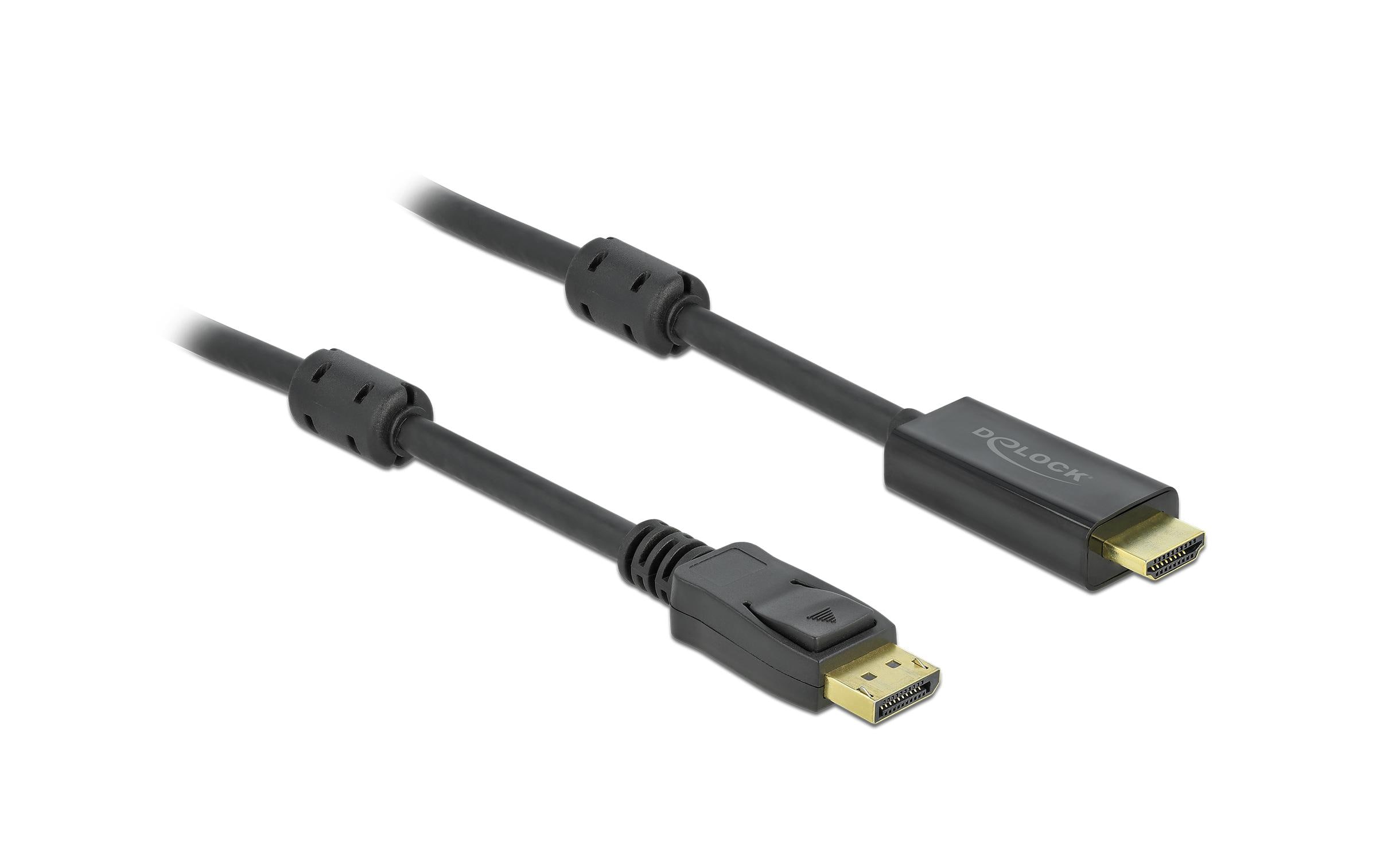1112106 - Mediatech Delock DisplayPort - HDMI Kabel, 5m Schwarz, Auflösung 3840x2160@60 Hz, aktiv