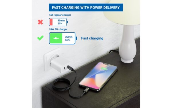 1114921_2 - Mediatech DeleyCON Lightning-USB-C Kabel 2m, schwarz Apple MFI zertifiziert und lizenziert