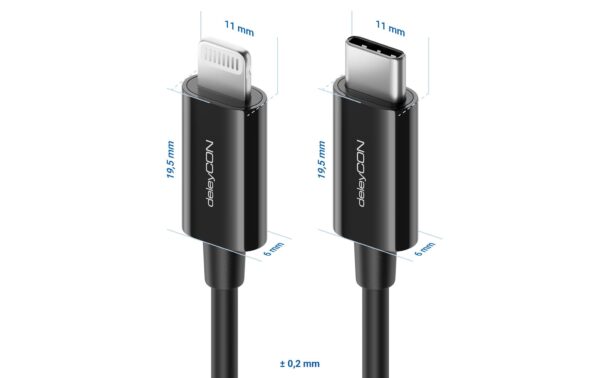 1114921_5 - Mediatech DeleyCON Lightning-USB-C Kabel 2m, schwarz Apple MFI zertifiziert und lizenziert