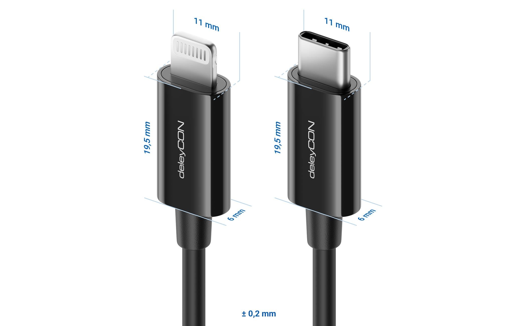 1114921_5 - Mediatech DeleyCON Lightning-USB-C Kabel 2m, schwarz Apple MFI zertifiziert und lizenziert