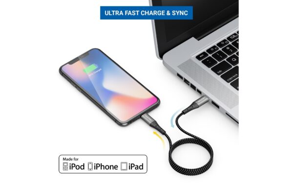 1114923_3 - Mediatech DeleyCON Lightning-USB-C Kabel 1m, SW-GR Apple MFI zertifiziert und lizenziert