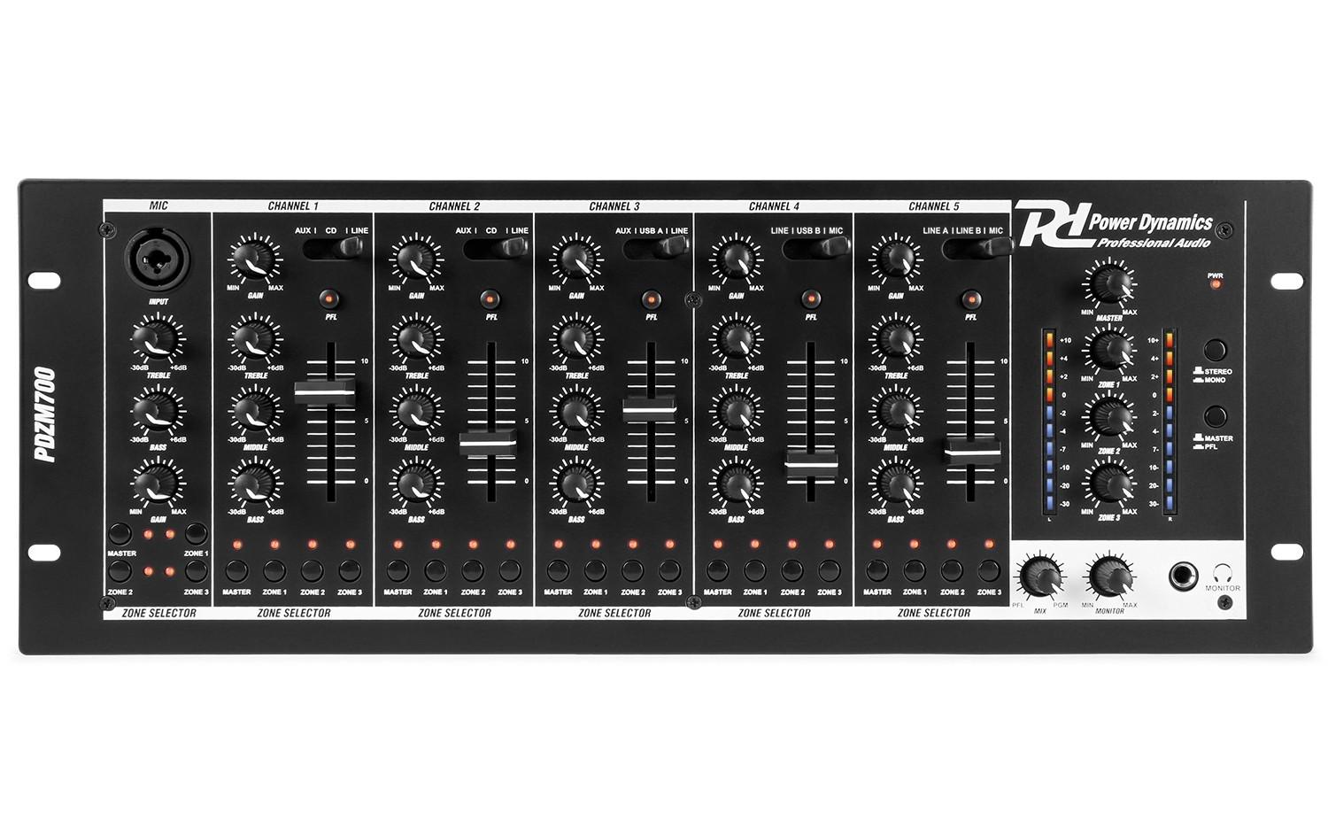 1123414 - Mediatech Power Dynamics PDZM700 Analoger 6-Kanal 4-Zonen Mischer, 19 kaufen Schweiz | Mediatech.ch