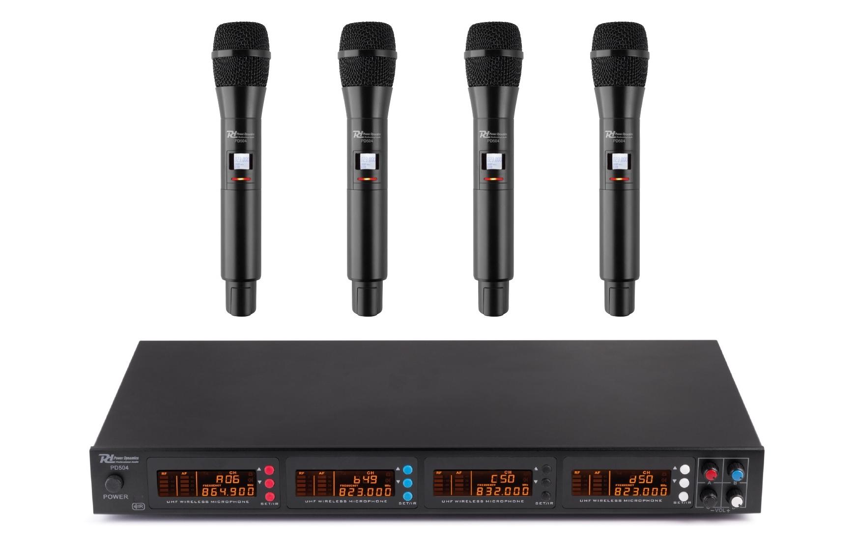 1123469 - Mediatech Power Dynamics PD504 4-Kanal UHF Funkstrecke mit 4 Miks kaufen Schweiz | Mediatech.ch