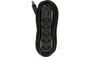 Max Hauri Steckdosenleiste Basic-Line V2 5xT13, schwarz, mit Reset-Schalter, 5m V2