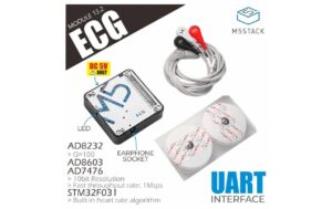 1136992_1 - Mediatech M5Stack ECG Module 13.2 with cables and pads, AD8232