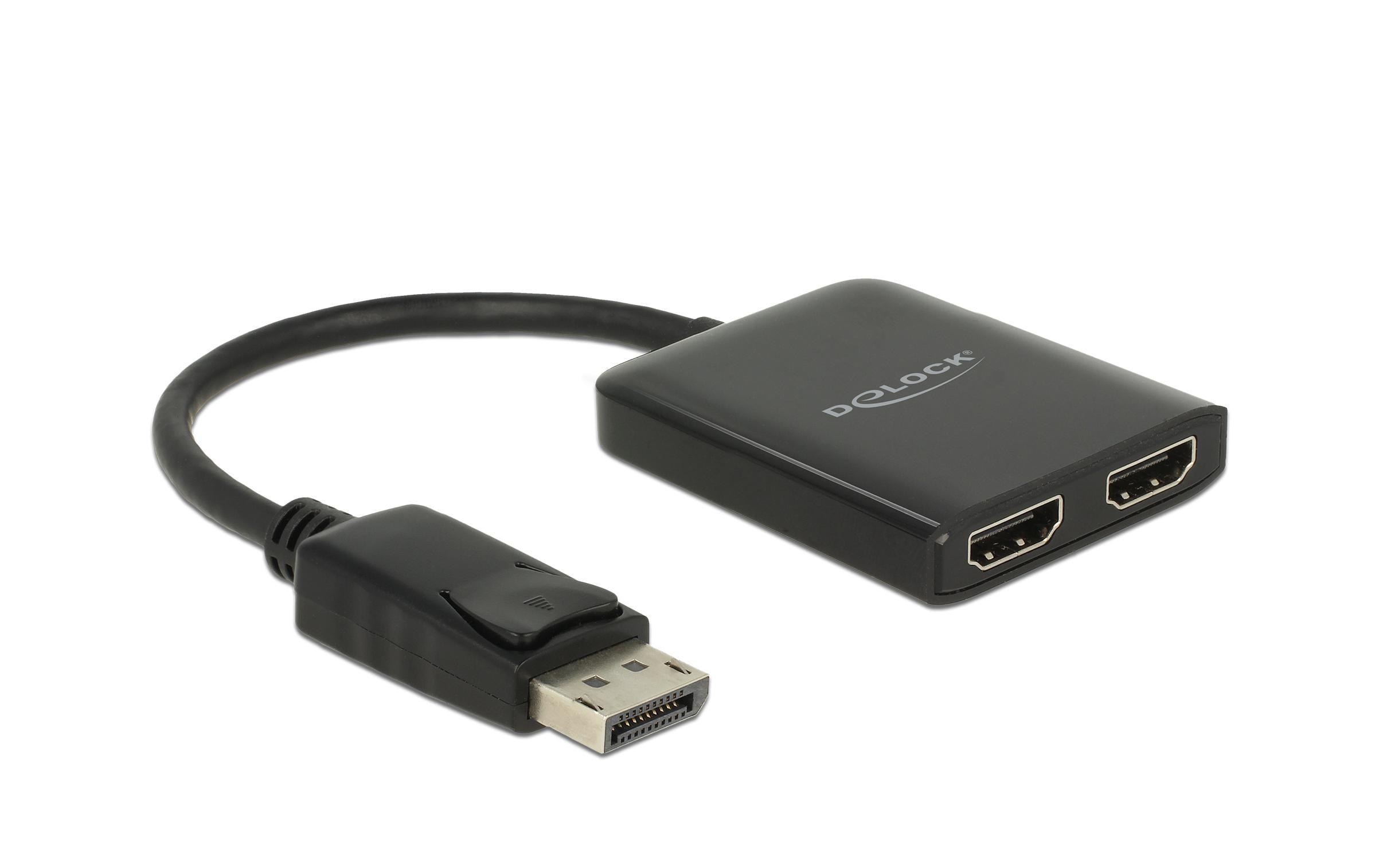 1142919 - Mediatech Delock DP 1.4 Splitter,1x DP zu 2xHDMI, MST 4K bis 30Hz, schwarz, DP Alternate Mode
