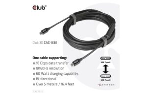 1145717_6 - Mediatech Club 3D, USB 3.2 GEN 2 TYPE-C to C ACTIVE 5.0 Meter, 8K60HZ, 10Gbps, PD