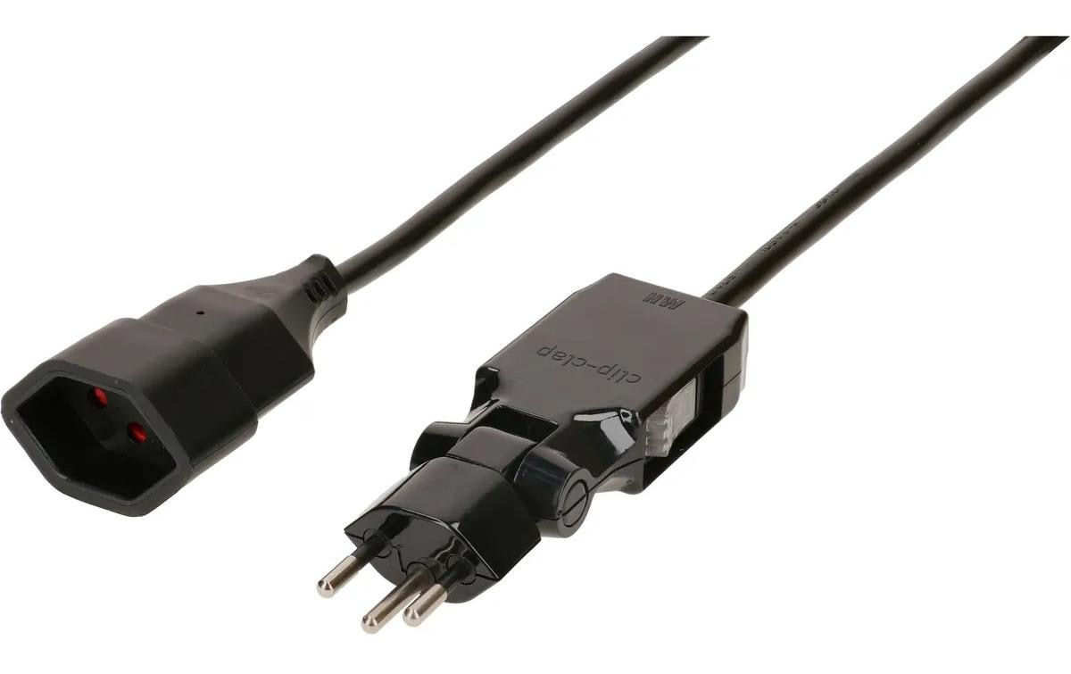 1154756 - Mediatech Max Hauri Verlängerungskabel 5 m schwarz MS Clip-Clap-Stecker angespritzt, Kinderschutz