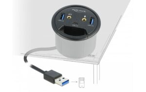 Delock Tisch-Hub 3 Port USB 3.0+ HD-Audio USB 3.0, 2x Typ-A + 1x Typ-C