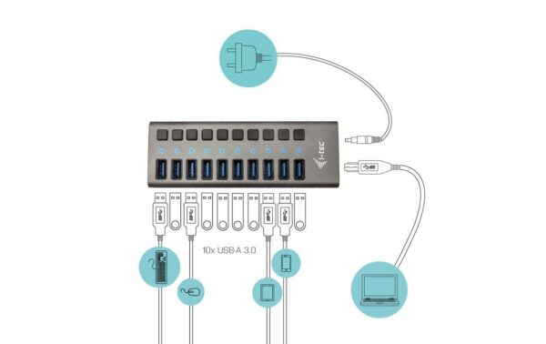 1155347_3 - Mediatech i-tec USB 3.0 Charging Hub 10P mit ext. Adapter 48W