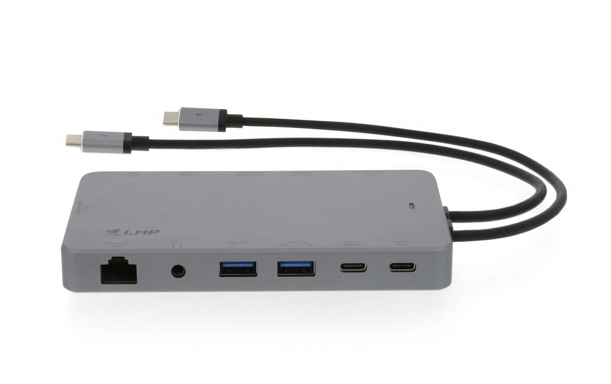 1164362_1 - Mediatech LMP USB-C Display Dock 2 4K 12Port Space Gr HDMI, mini DP,DVI,VGA,Ethernet,USB3.0