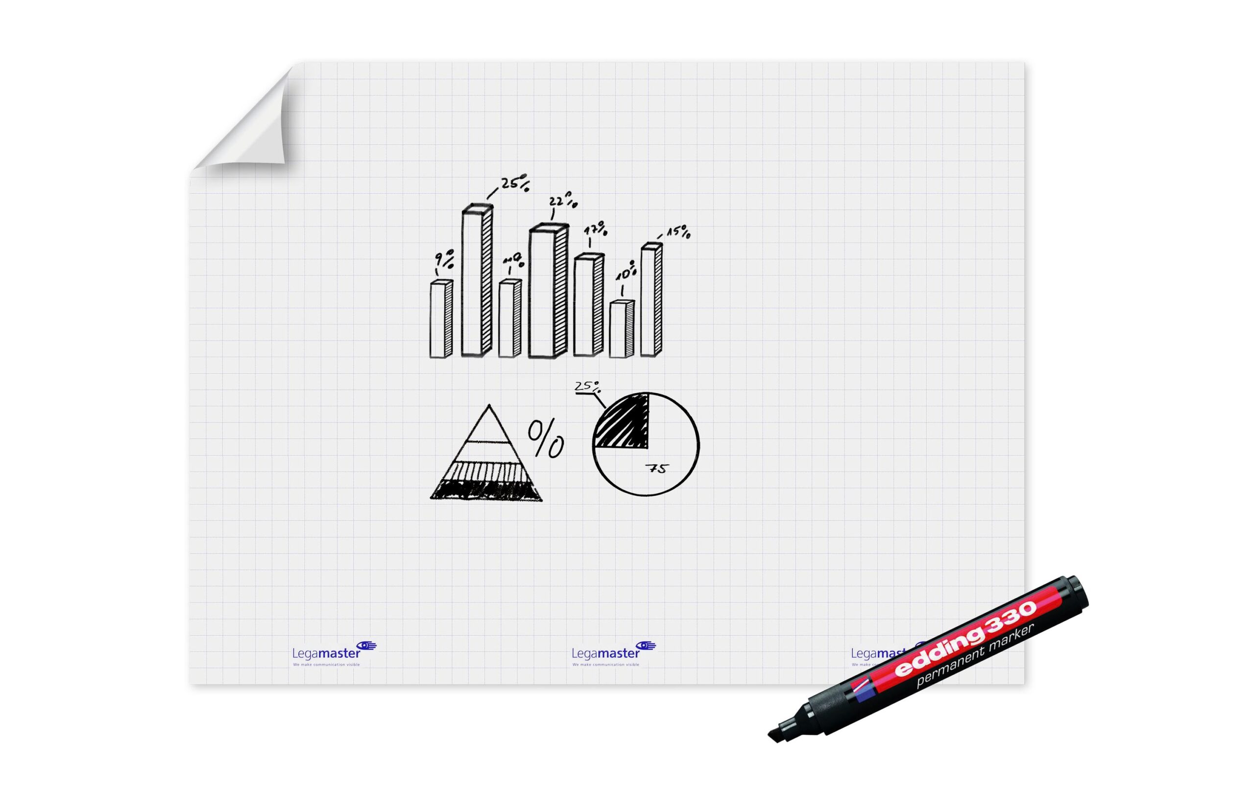 1166169 - Mediatech Legamaster MagicChart Flipchart 90x120cm statische Haftung auf glatten Oberflächen kaufen Schweiz | Mediatech.ch