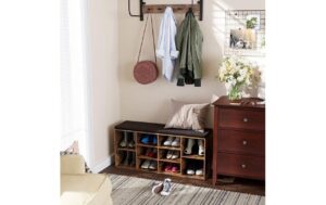 1171288_3 - Mediatech Songmics Schuschrank mit Polster, Braun Holz, 104x30x48 cm