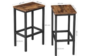 1171299_1 - Mediatech Vasagle Barhocker, 2er Set, Eckig 40 x 30 x 65 cm, Traglast 120 kg