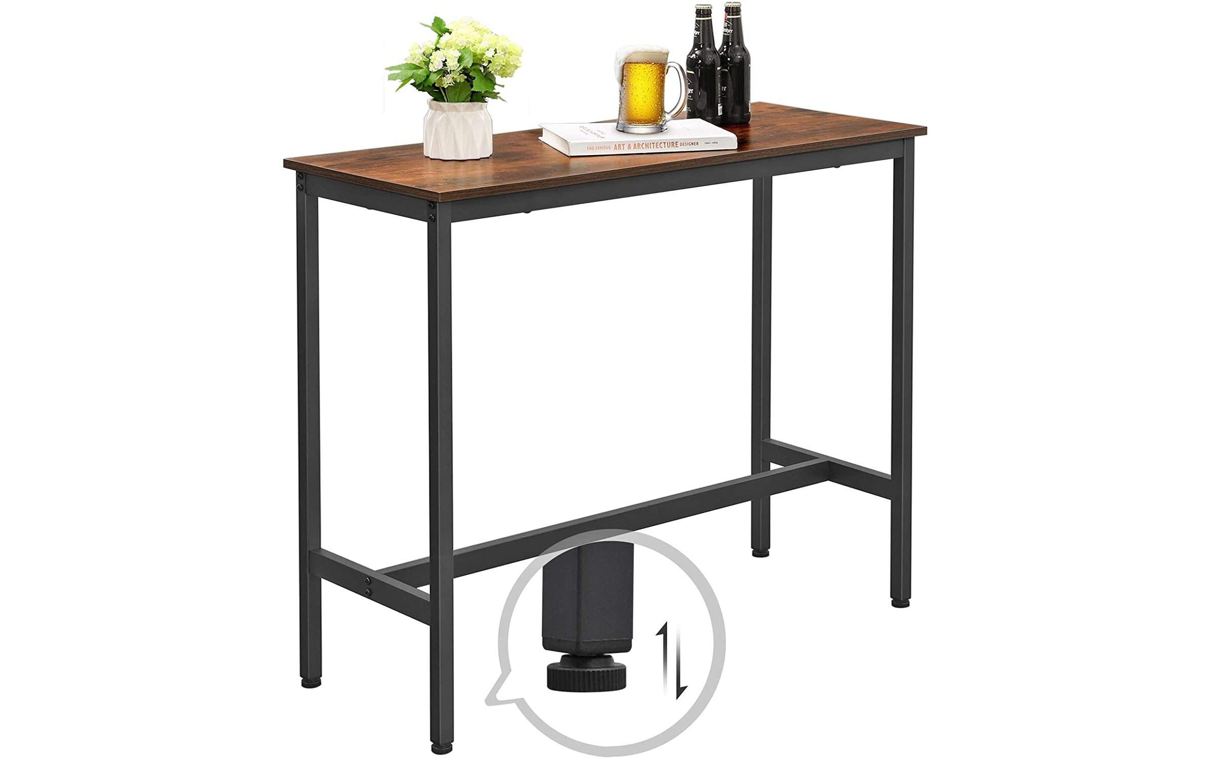 1171304_1 - Mediatech Vasagle Bartisch aus Holz und Stahl 100 x 40 x 90 cm, Tisch Traglast 100 kg