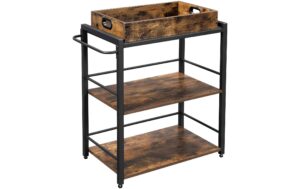 Vasagle Bartrolley mit einem Tablett 65 x 40 x 86 cm, Traglast 15kg pro Boden